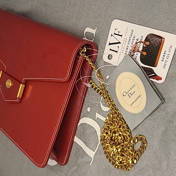 DIOR VINTAGE 2000'S STUNNING RED CALFSKIN LEATHER 3-WAY BAG CONTRAST STITCH/GOLD - Picture 14 of 17